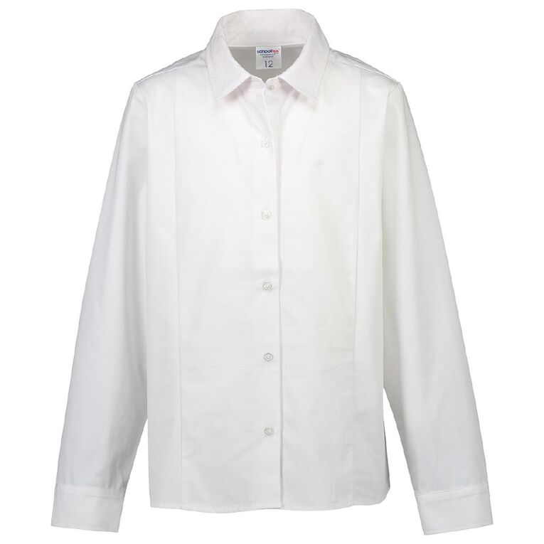 Schooltex Long Sleeve School Blouse with Straight Hem, White, hi-res