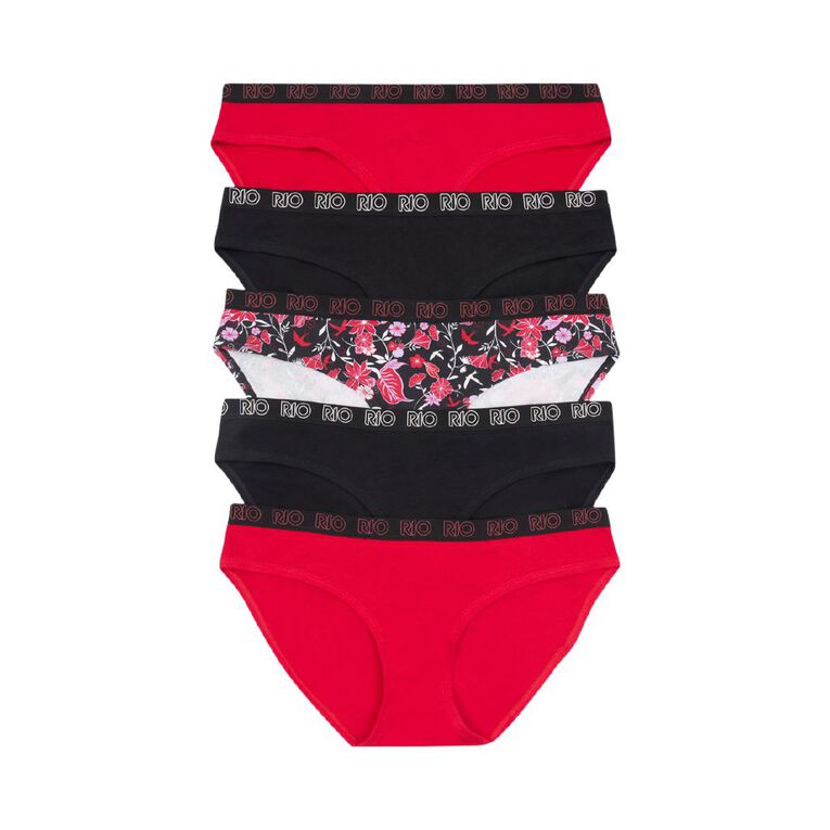 Rio Women's Bikini Briefs 5 Pack, Red, hi-res
