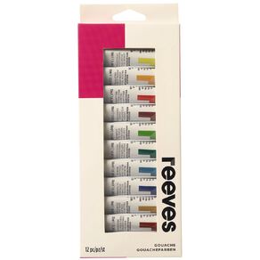 Reeves Paint Set Gouache 12 Pack Multi-Coloured