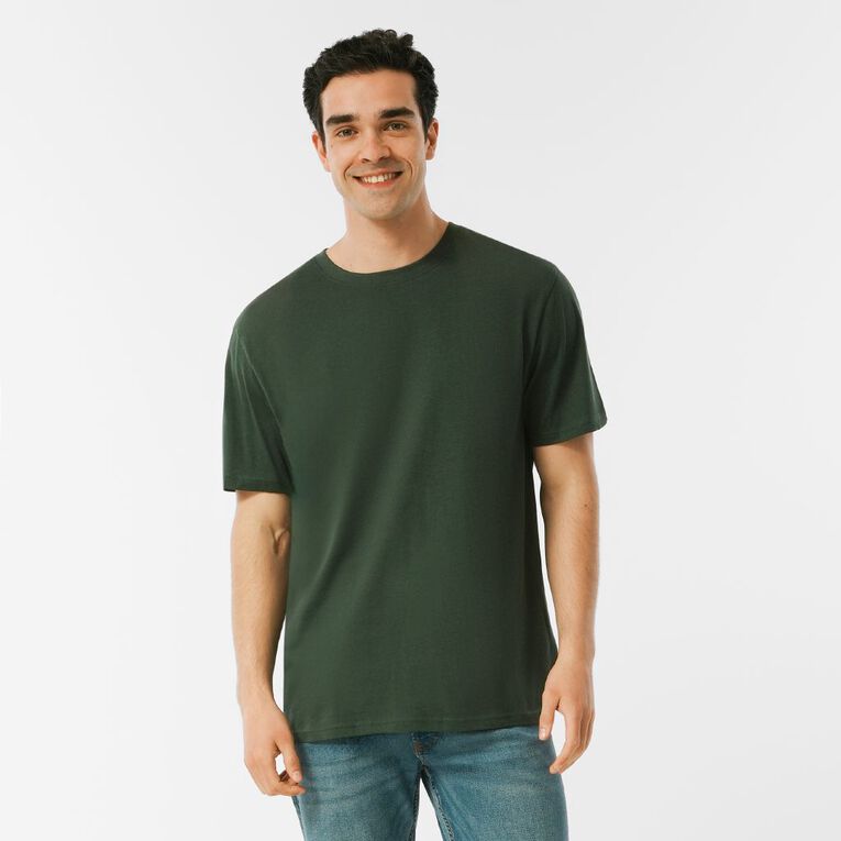 H&H Men's Regular Fit Plain Tee, Green Dark Mountain, hi-res