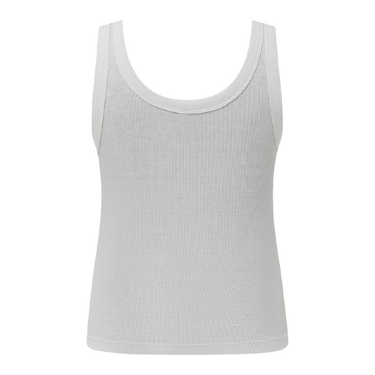 H&H Women's Rib Scoop Neck Tank, White, hi-res