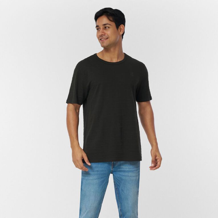 H&H Men's Regular Textured Tee, Black, hi-res