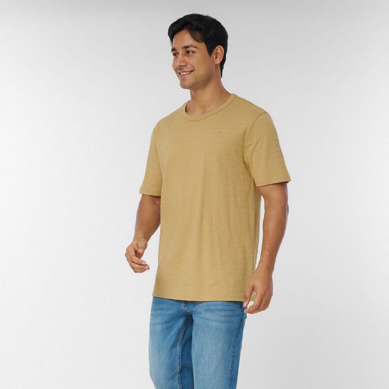 H&H Men's Regular Textured Tee, Brown Light, hi-res
