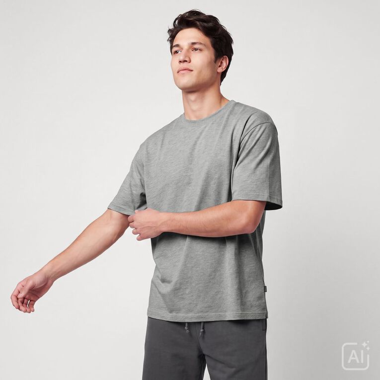 Garage Men's Heavyweight Boxy Tee, Grey Marle, hi-res