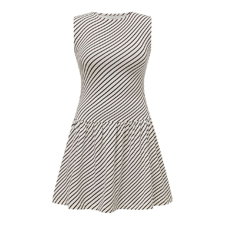 H&H Women's Boatneck Ruffle Hem Teried Mini, Cream, hi-res