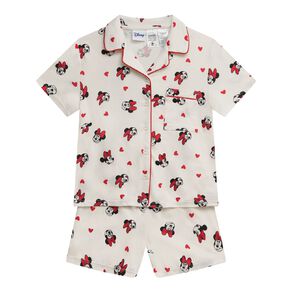 Minnie Mouse Girls' Comfy Short Sleeve Button Up Pyjama Set