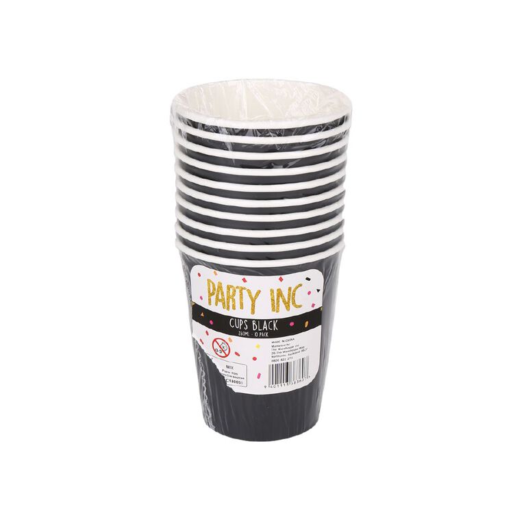 Party Inc Cups 260ml Black 10 Pack, , hi-res