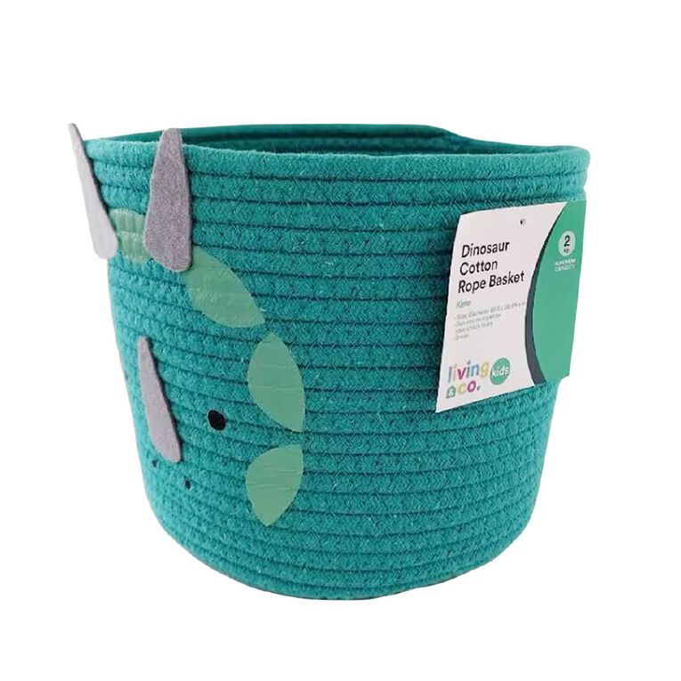 Living & Co Kids Cotton Rope Blend Basket Dino Green, , hi-res