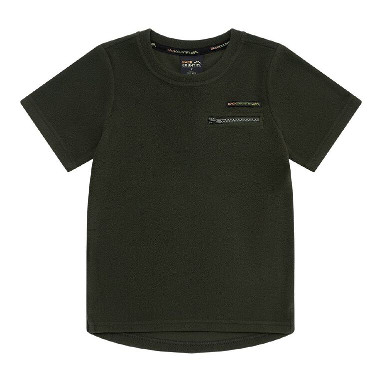 Back Country Kids' Fleece Zip Pocket Tee, Green Dark, hi-res