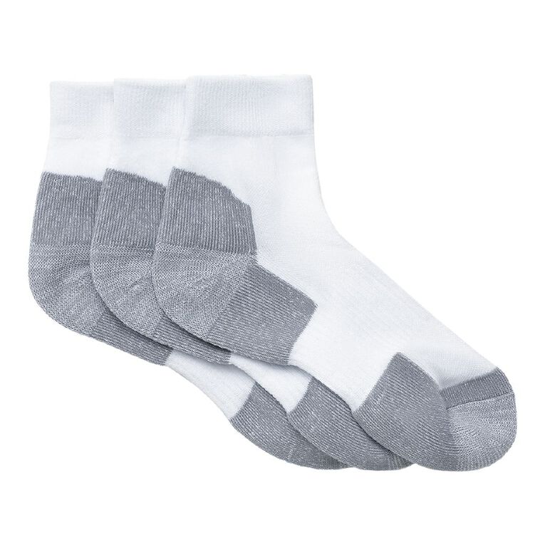 Active Intent Men's Cushioned Quarter Crew Sports Socks 3 Pack, White GREY, hi-res