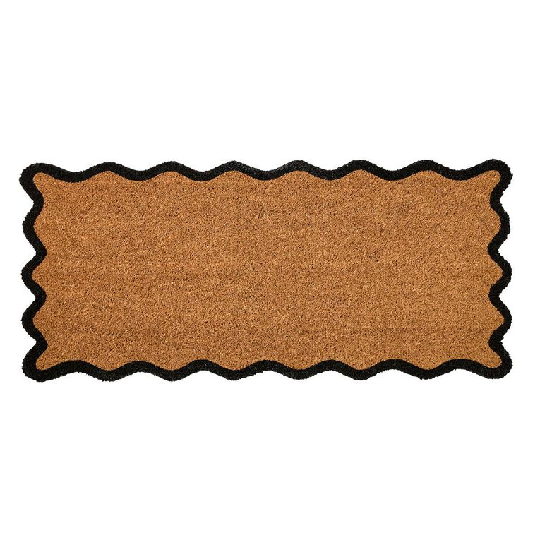 Living & Co Coir Doormat Scalloped Edge 100 x 45 cm Natural 45 x 100cm, , hi-res