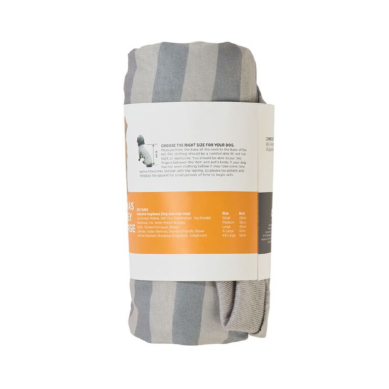 Petzone Pet Pyjamas Stripe Grey Large, , hi-res