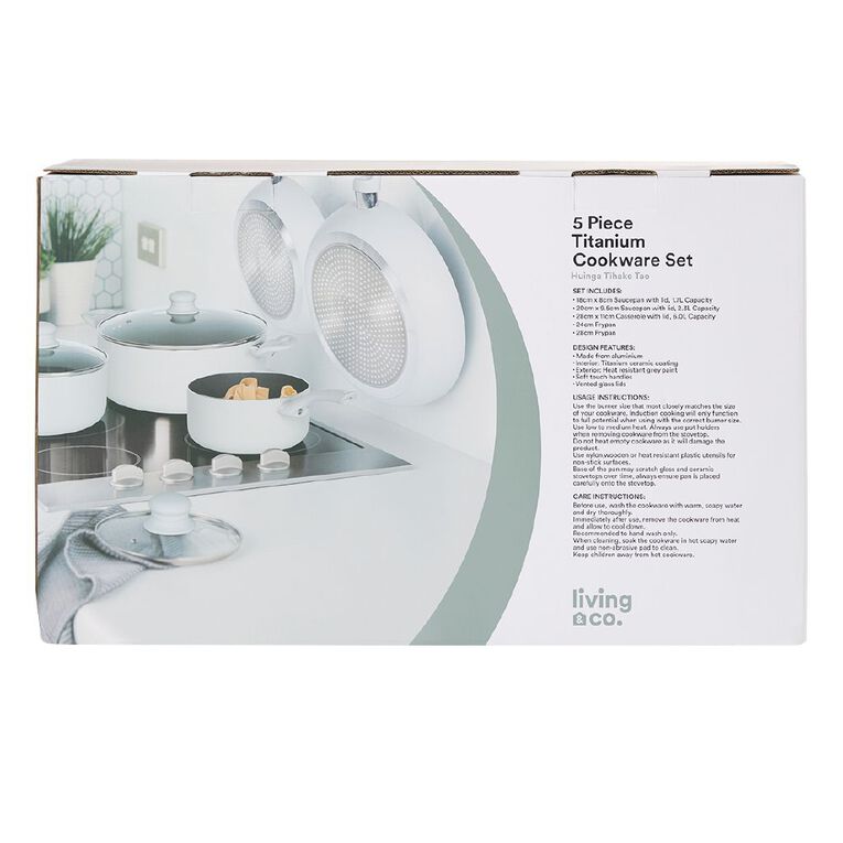 Living & Co Titanium Cook Set Grey 5 Piece, , hi-res