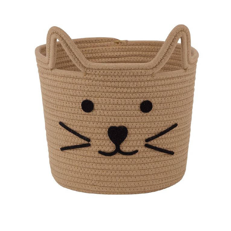 Living & Co Kids Cotton Rope Basket Cat Brown, , hi-res