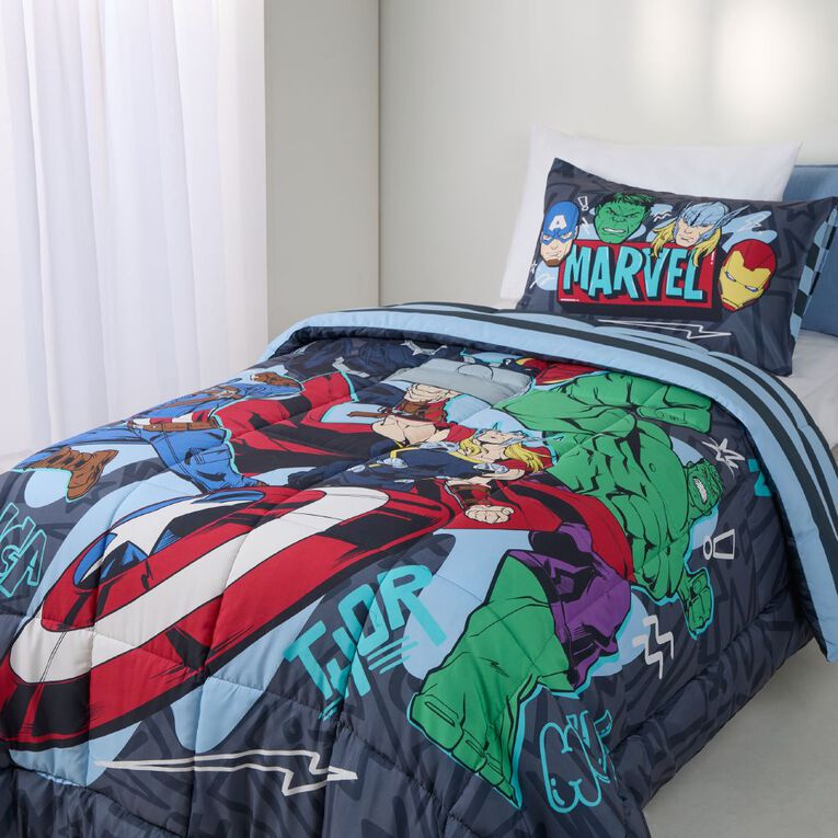 Marvel Comforter Set Multi-Coloured King Single, , hi-res