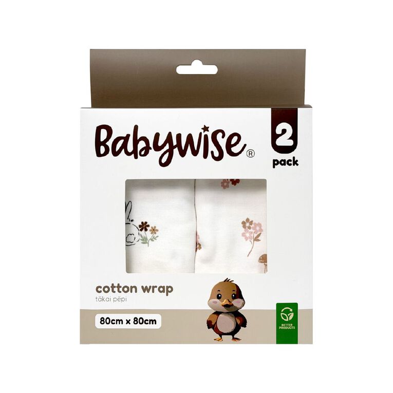 Babywise Cotton Wrap Bunnies 2 Pack, , hi-res