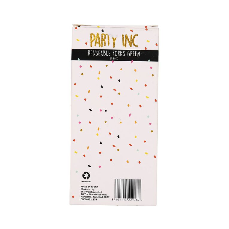 Party Inc Reuseable Forks Green 20 Pack, , hi-res