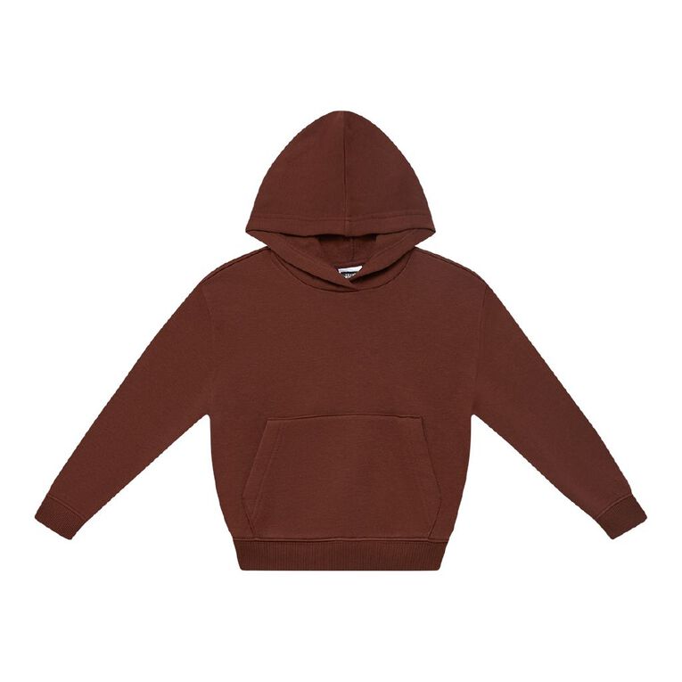 Young Original Plain Pullover Hoodie, Brown Dark, hi-res