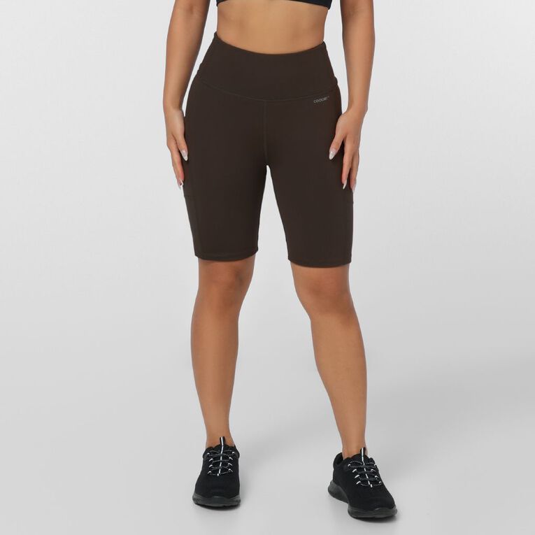 Active Intent Women's Pocket Bike Shorts, Brown Mid, hi-res