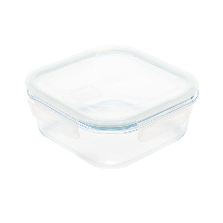 Living & Co Square Glass Food Storage Container 1.1L, , hi-res