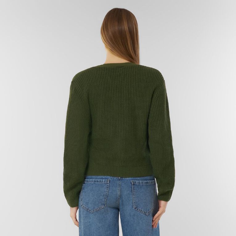 H&H Women's Wrap Cardigan, Green Dark, hi-res