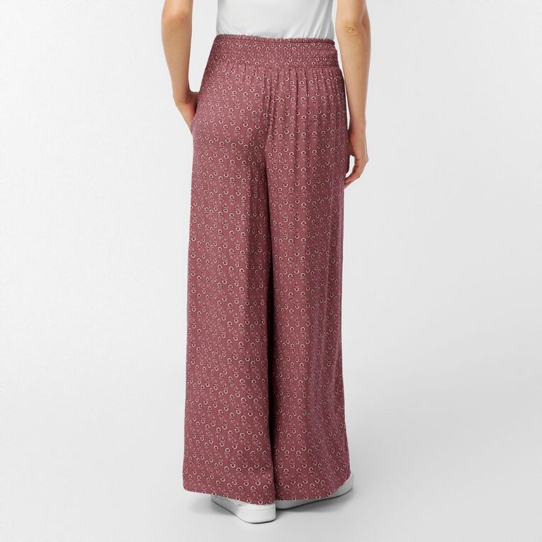 H&H Women's Shirred Waist Wide Leg Pants, Pink Mid, hi-res