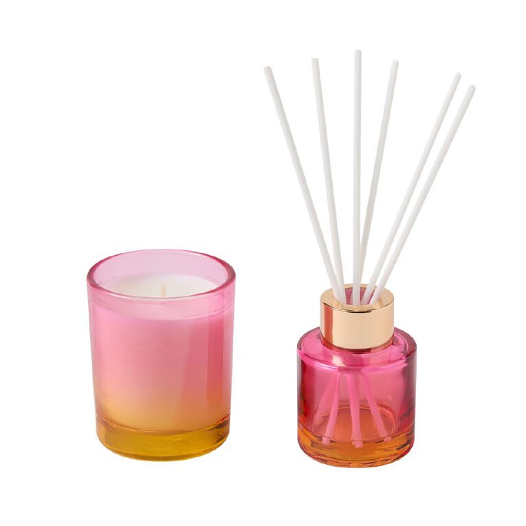 Living & Co Tropical Crush Candle & Diffuser Set Strawberry Pomegranate, , hi-res
