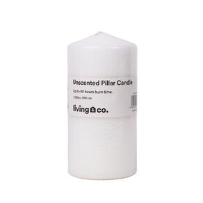 Living & Co Unscented Pillar Candle White 7.5x15cm
