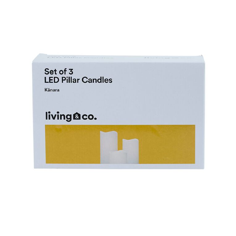 Living & Co LED Pillar Candles Set of 3, , hi-res