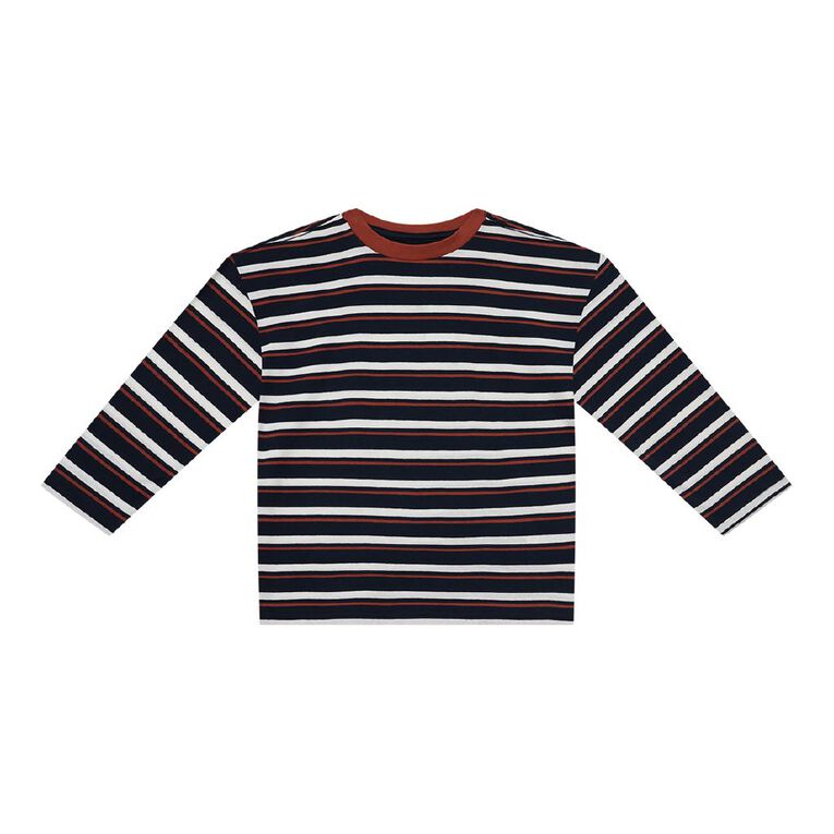 Young Original Long Sleeve Stripe Tee, Blue Dark, hi-res