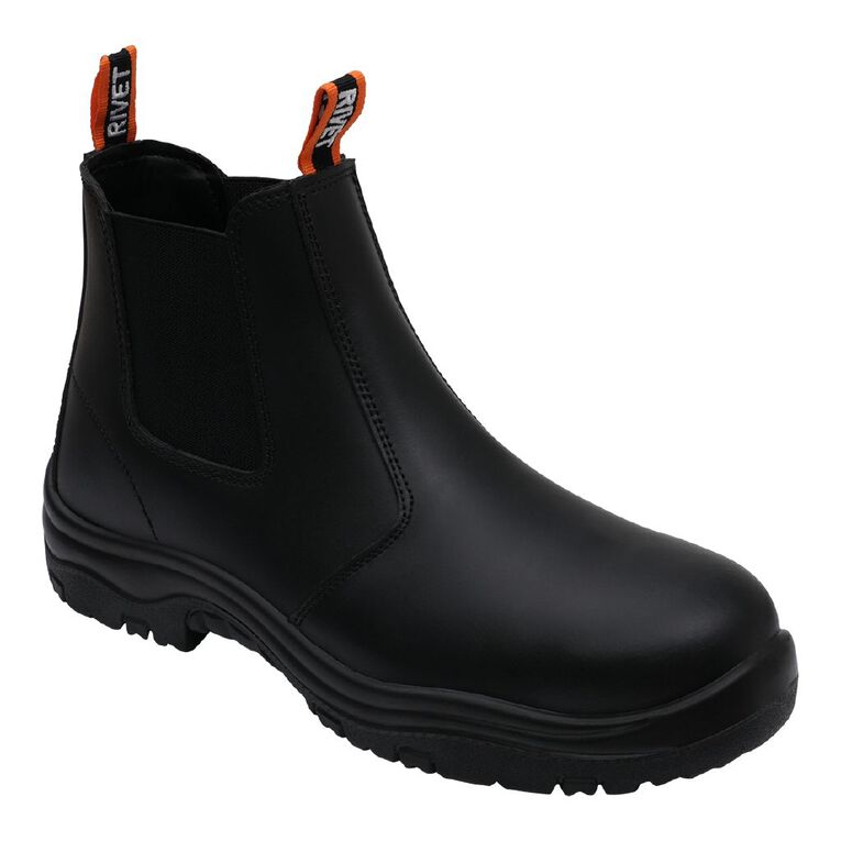 Rivet Men's Omgee Slip On Steel Toe Work Boots, Black, hi-res