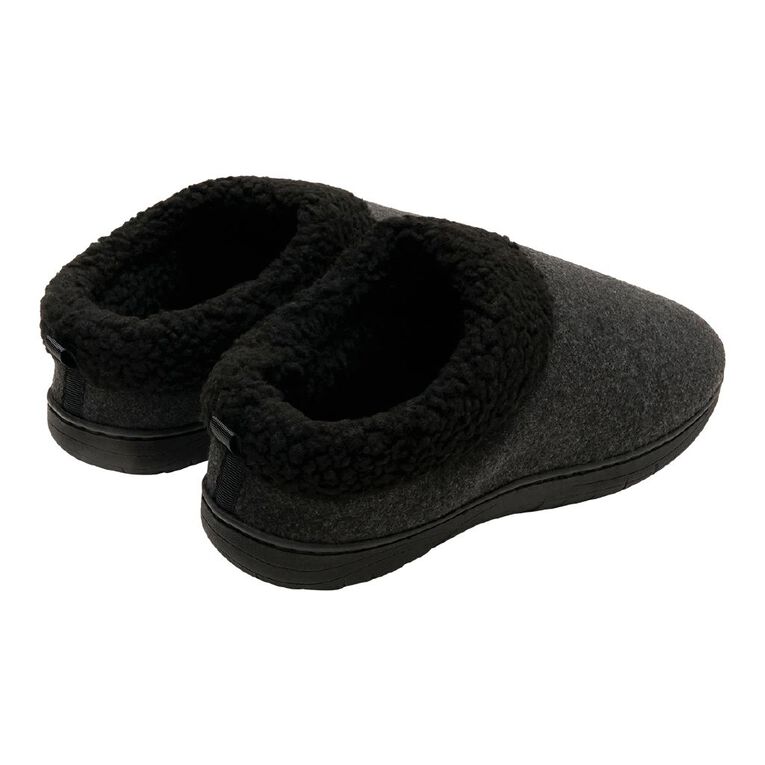 H&H Men's Memory Foam Scuff Slippers, Black, hi-res