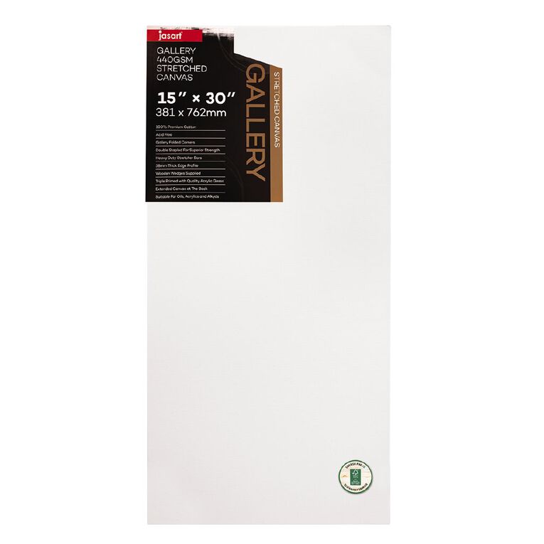 Jasart Gallery 1.5 inch Thick Edge Canvas 15in x 30in White, , hi-res