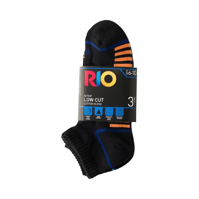 Rio Men's Active Mid Crew Socks 3 Pack, Black, hi-res