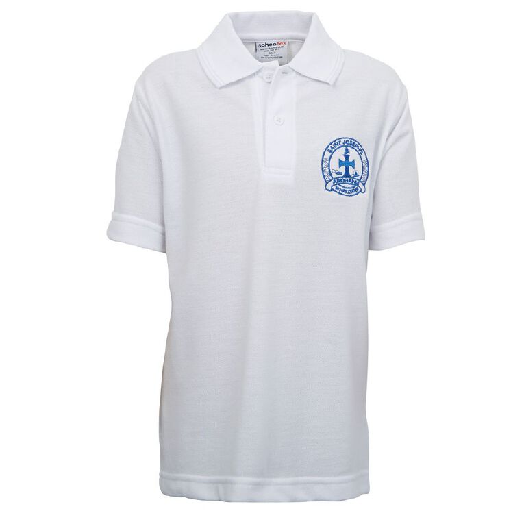 Schooltex St Joseph's Whakatane Short Sleeve Polo with Embroidery, White, hi-res