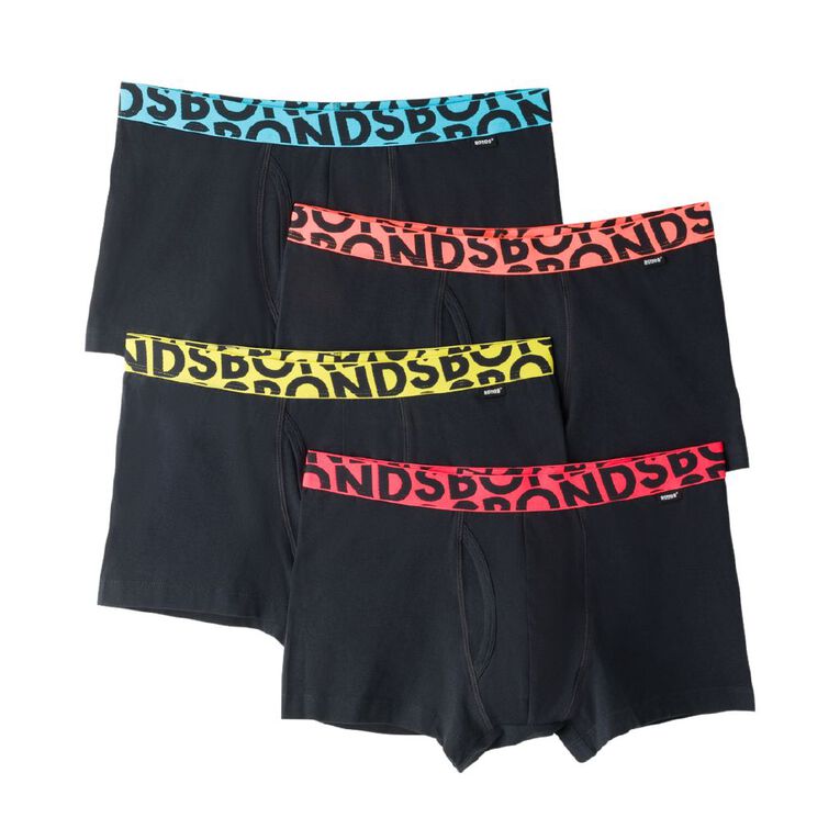 B FOR BONDS Men's Trunks 4 Pack, Black, hi-res
