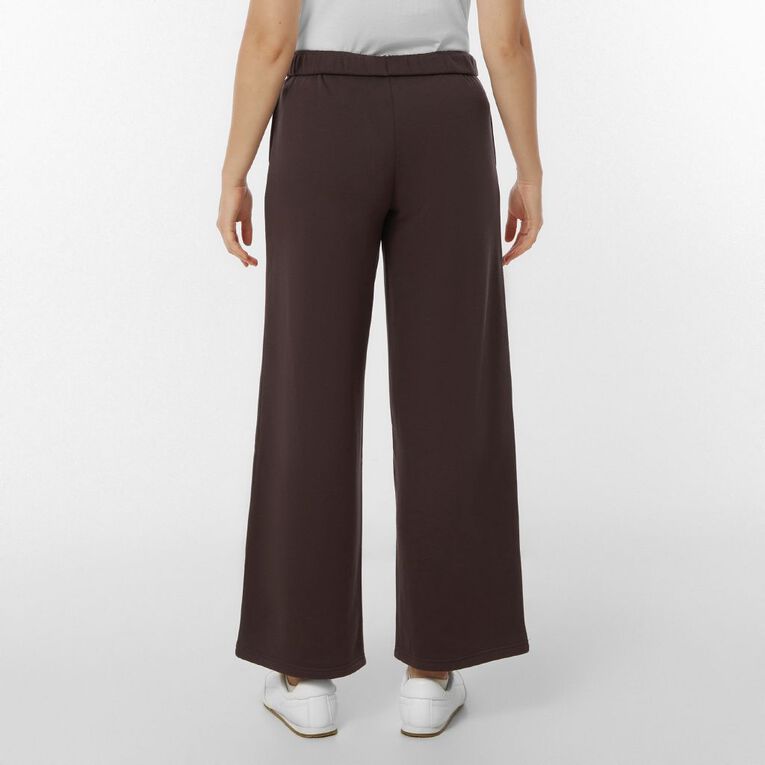 H&H Women's Wide Leg Track Pants, Brown Dark, hi-res