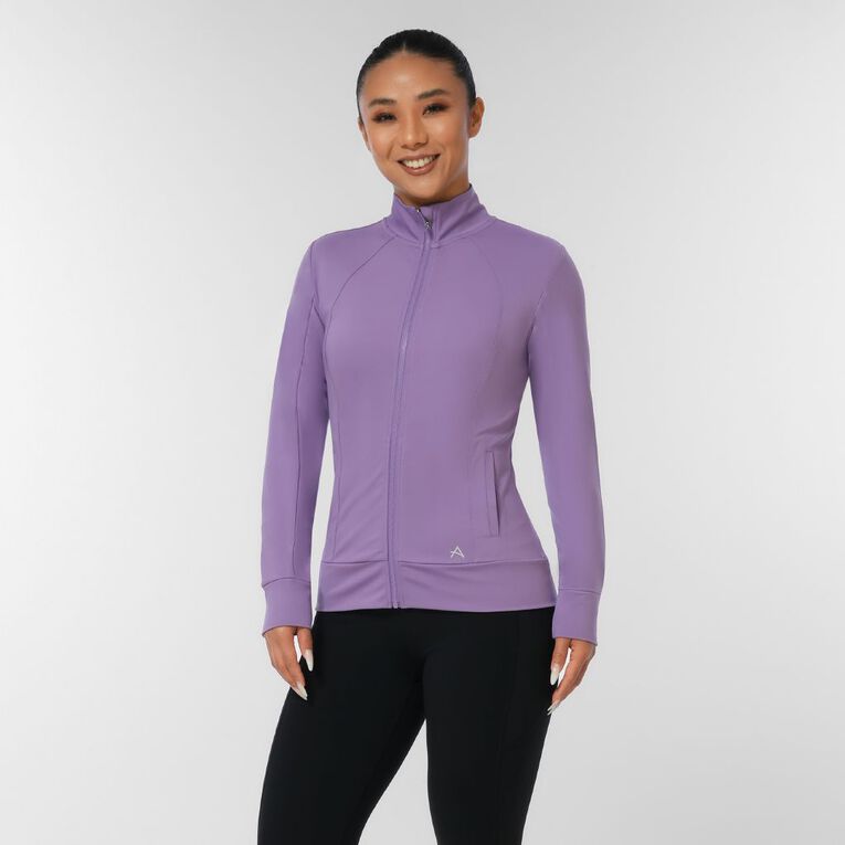 Active Intent Women's Super Soft Zip-Thru Sweatshirt, Purple Mid, hi-res
