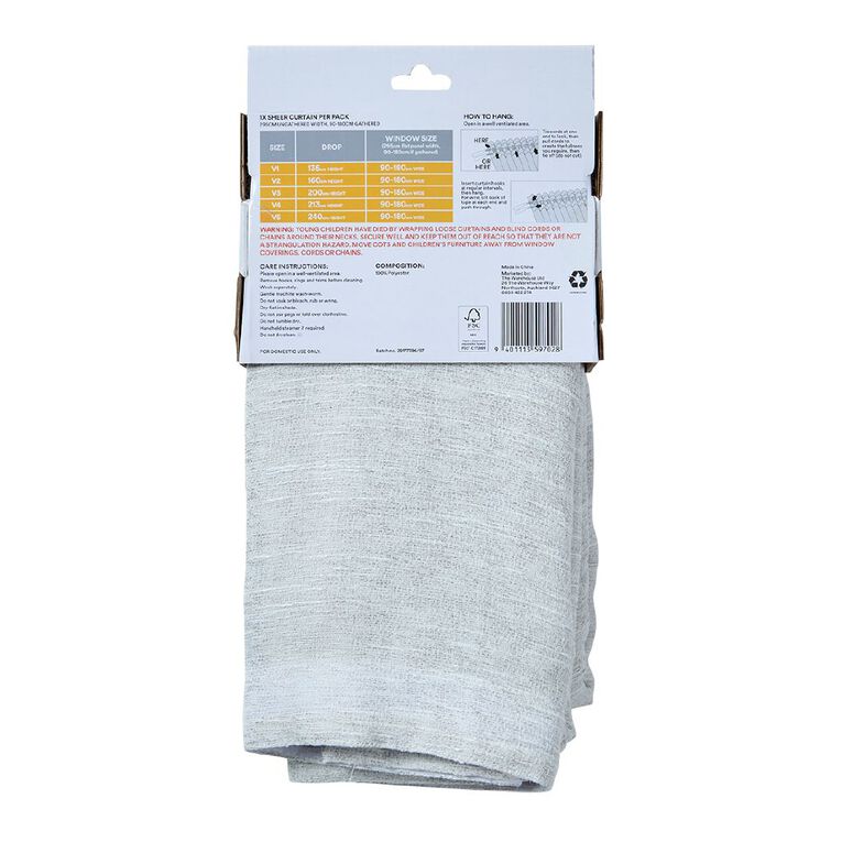 Living & Co Soho Slub Voile Natural 90-180cm Wide/200cm Drop, , hi-res