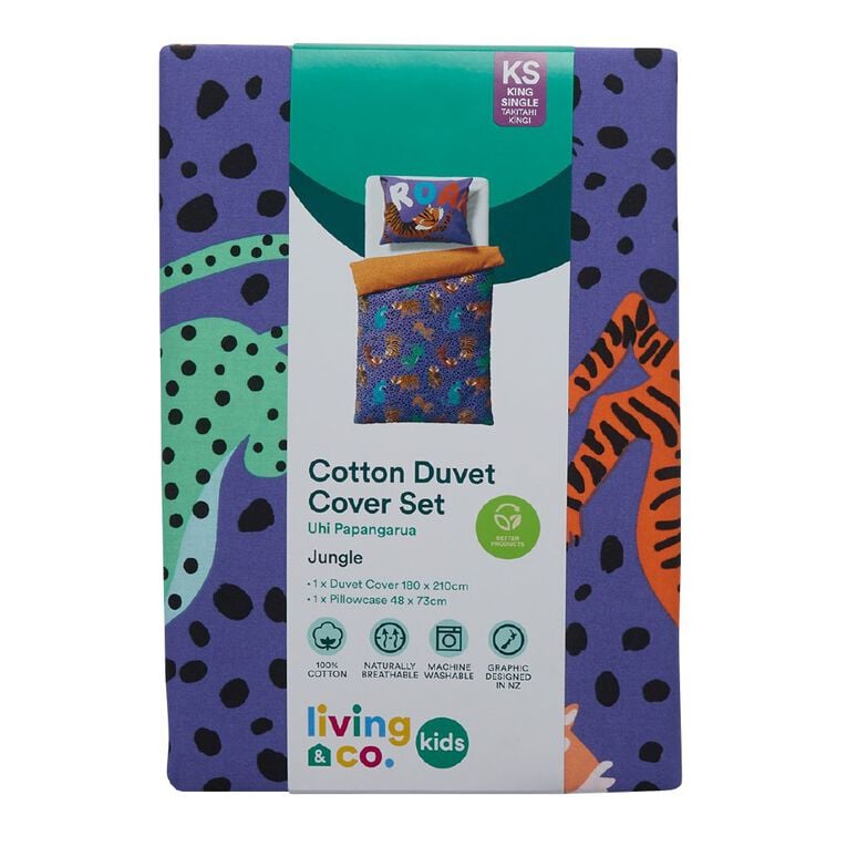 Living & Co Kids Cotton Duvet Cover Set Jungle, , hi-res