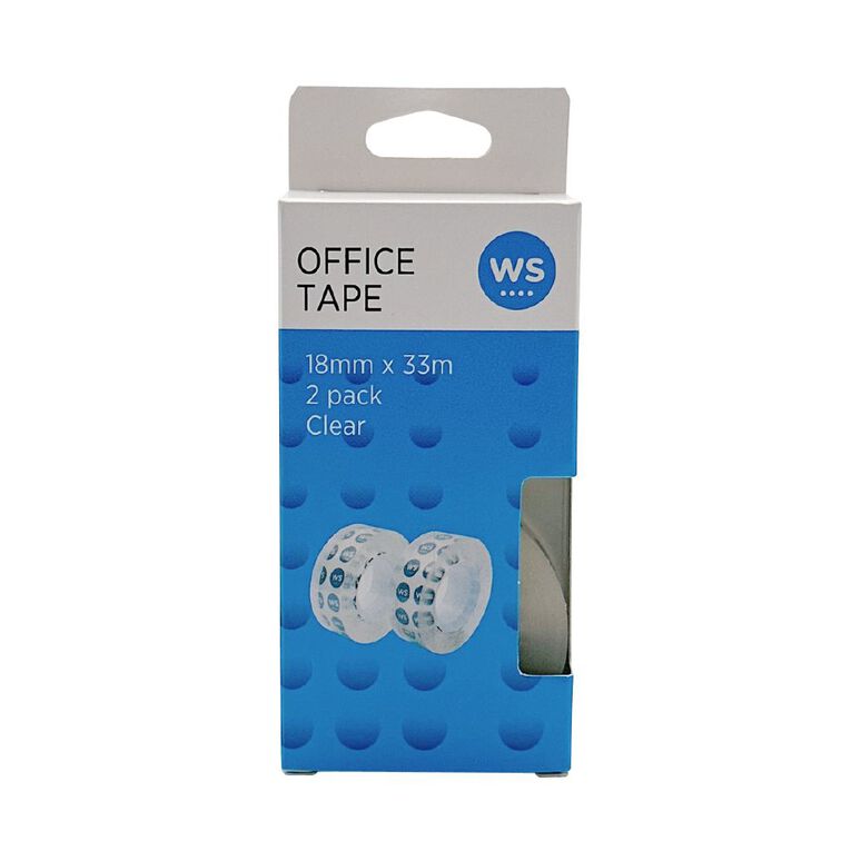 WS Office Tape 18mm x 33m Clear 2 Pack, , hi-res