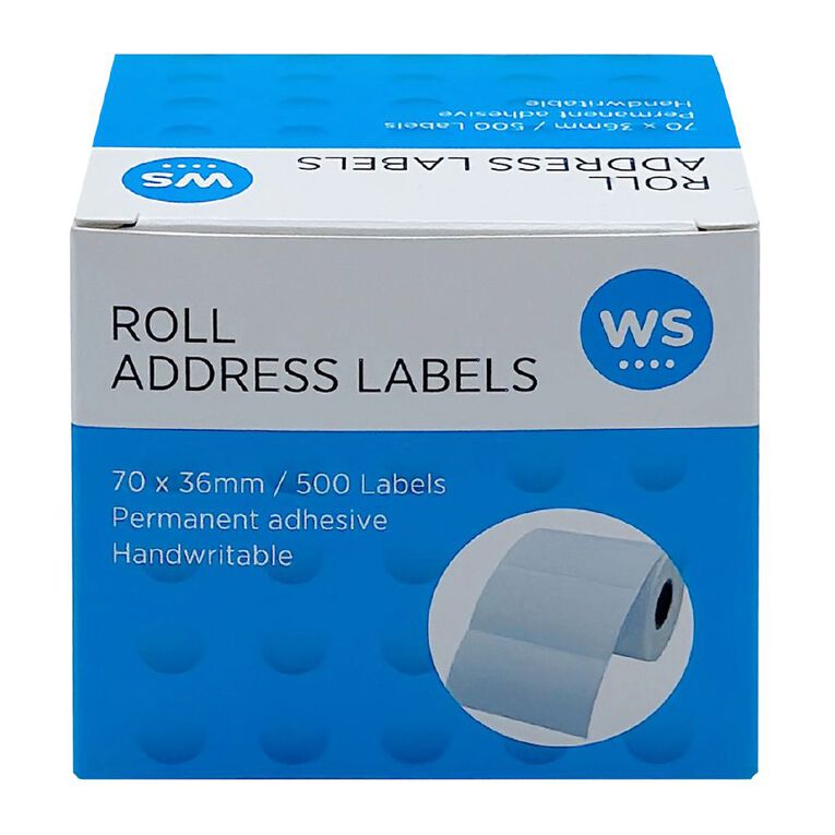 WS Address Labels On A Roll Handwritable 70mm x 36mm 500 Labels, , hi-res