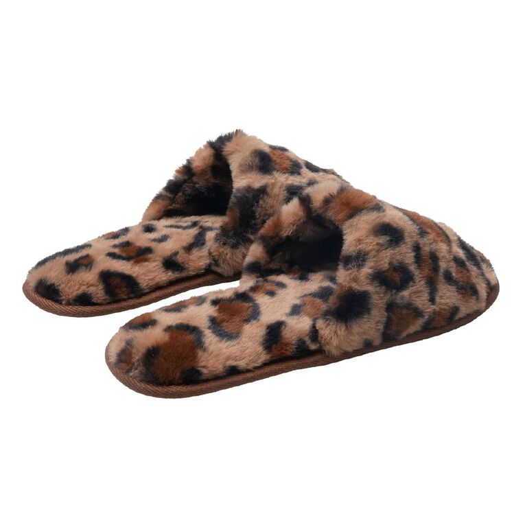 H&H Women's Strap Slippers, Brown, hi-res