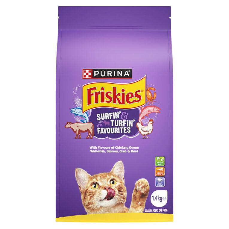Friskies Surfin' & Turfin' Dry Cat Food 1.4kg, , hi-res