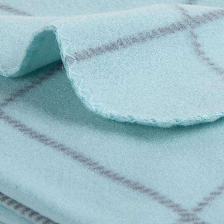 Living & Co Polar Fleece Throw Grid Blue 127cm x 152cm, , hi-res