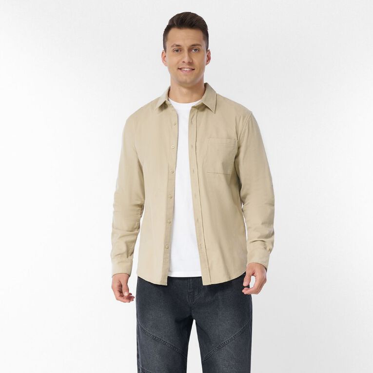 H&H Men's Long Sleeve Cord Shirt, Brown Light, hi-res