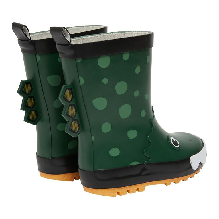 Young Original Junior Kids' Rubber Alligator Gumboots, Green Dark, hi-res