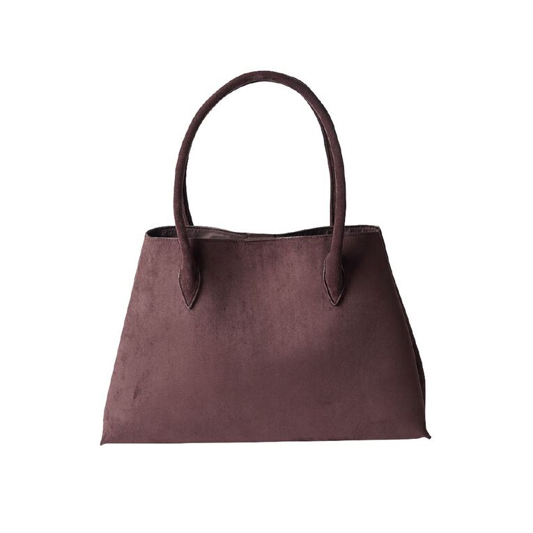 H&H Women's Faux Suede Tote Bag, Brown Dark, hi-res