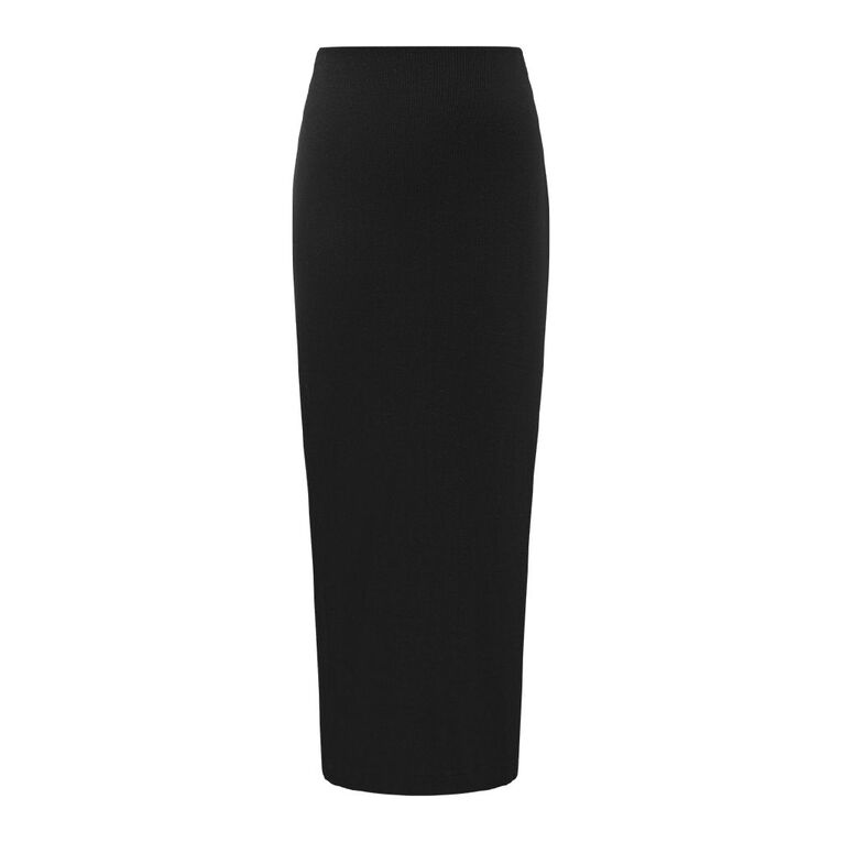 H&H Women's Rib Knit Maxi Skirt, Black, hi-res