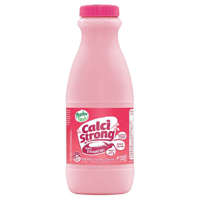 Meadow Fresh Calci Strong Strawberry Fresh Flavoured Milk 500ml, , hi-res